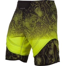 Lime Green Curved-Panel Hybrid Fight Shorts