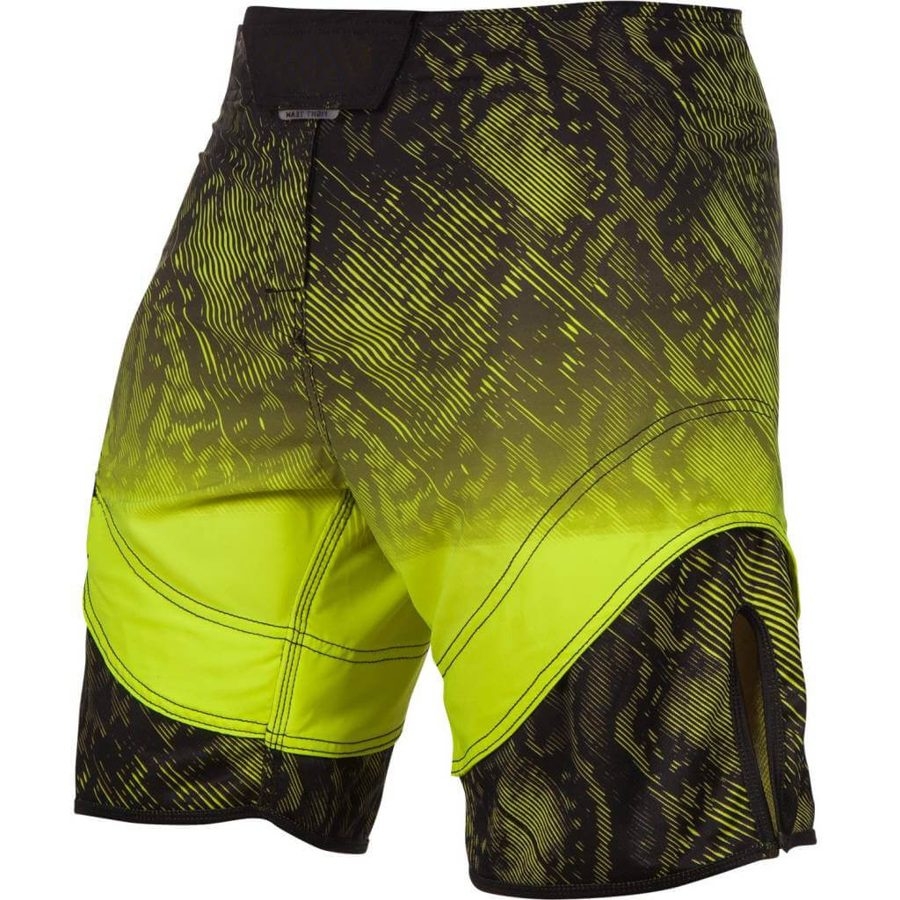 Lime Green Curved-Panel Hybrid Fight Shorts